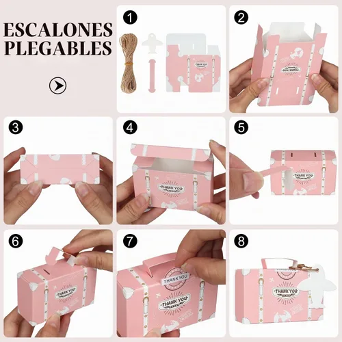 Vista 6 de Paquete de 50 cajas de regalo, cajas de dulces para maleta, caja