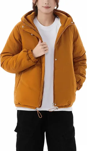 Vista 11 de JiangWu - Chaqueta con capucha de estilo Sherpa para mujer, forro polar grueso, abrigada para invierno A-Negro