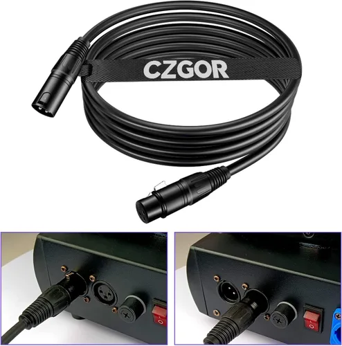 Vista 6 de Cable DMX de 10 pies, paquete de 10 cables flexibles de señal XLR macho a hembra, adecuado para señal de iluminación de escenario, conexión XLR