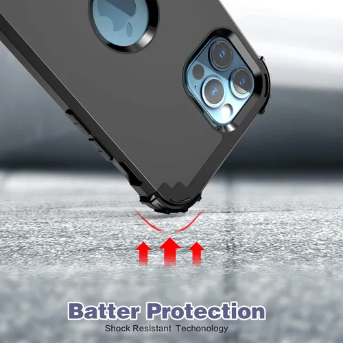 Vista 7 de IDweel Funda para iPhone 12 Pro Max con protector de pantalla de vidrio templado, híbrido 3 en 1, a prueba de golpes, delgada, resistente, cubierta