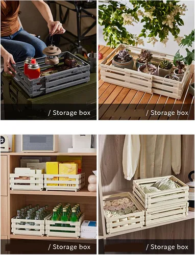 Vista 5 de Yinhing Retractable Storage Box Bin Organizer Expandable 30.5-51.5cm PP Material for Bedroom Office Camping Car Trunk Organization (Grey)
