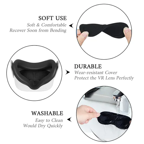 Vista 3 de VR Silicone Face Cover for Oculus Quest 2 Headset with Protective Lens Cover Accessories Sweat Proof(Black)