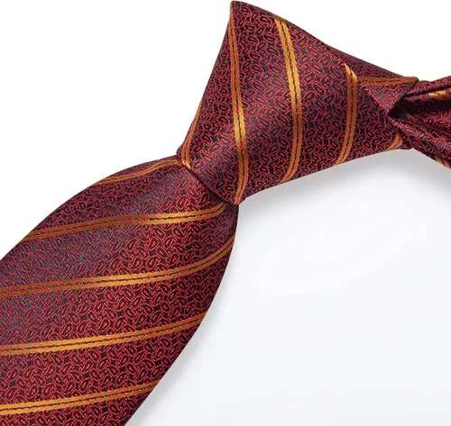 Vista 8 de DiBanGu Juego de corbata a rayas para hombre, corbata tejida de seda a cuadros y gemelos cuadrados de bolsillo, negocios y bodas