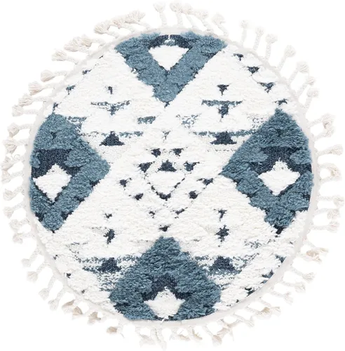 Vista 60 de SAFAVIEH Alfombra marroquí con borlas, 2 x 3 pies, marfil y marrón, no desprende pelusa y fácil de limpiar, textura alta y baja, ideal