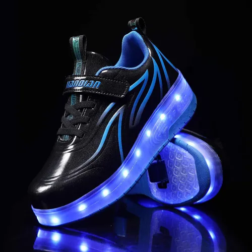 Vista 5 de Ufatansy Zapatos de patinaje con luz LED con ruedas, zapatos de rodillo USB Rechargealbe zapatos regalos para niños