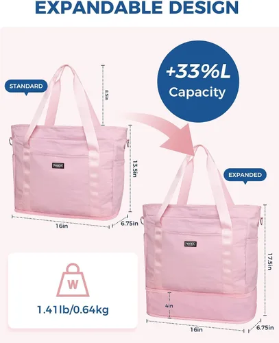 Vista 2 de Fmeida Gym Bag for Women, 30L Expandable Travel Bags with Shoe Compartment, Sports Yoga Bag with Wet Pocket