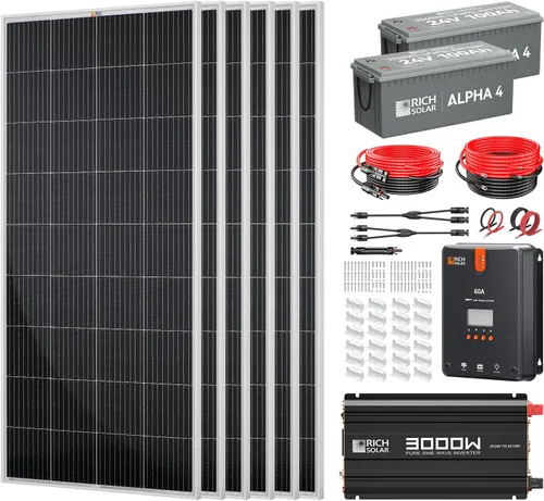 Vista 12 de RICH SOLAR Kit solar completo de 200 vatios - Panel solar monocristalino de 200 W, controlador de carga MPPT de 20 A, batería de 12 V 100 Ah