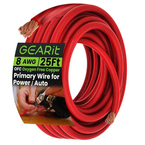Vista 11 de GEARit Cable de calibre 8 OFC, cable de batería de cobre sin oxígeno 8 AWG, cable negro de alimentación/tierra de 25 pies para audio de automóvil
