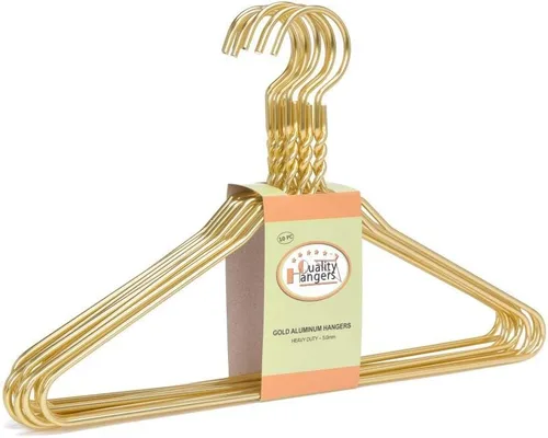 Vista 7 de Hermosas perchas de metal de aluminio dorado resistentes (paquete de 10 unidades, dorado)