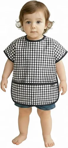 Vista 38 de Plie Short Sleeve Waterproof Bib for Toddlers – Easy Clean Feeding Apron for Mealtime, Daycare, Self-Feeding, Lightweight