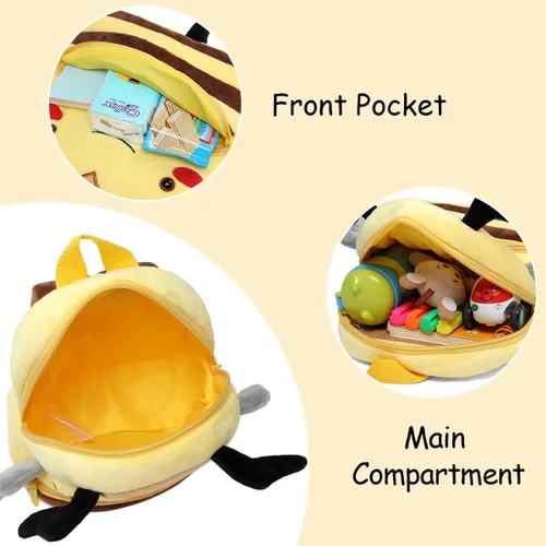Vista 6 de KASQO - Mochila para niños y niñas mochila para niños pequeña y linda mochila de felpa suave para niños de 1 a 6 años