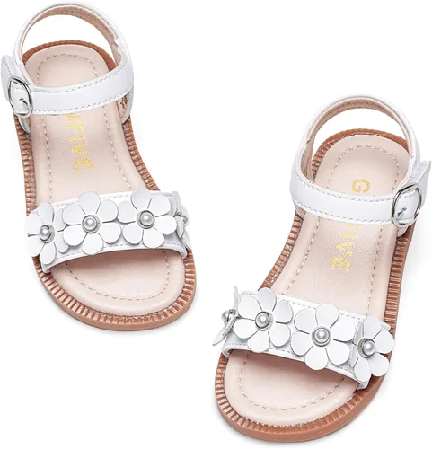 Vista 26 de GINFIVE Sandalias planas para niñas pequeñas, zapatos de vestir con punta Gf361-marrón