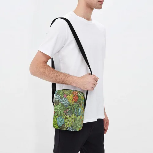 Vista 7 de Sinestour Bolsa de mensajero para plantas suculentas para mujeres y hombres, bolsa de hombro cruzada para teléfono celular, mini bolsa de mensajero