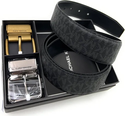 Vista 4 de Michael Kors Mens Box Jet Set 4 In 1 Signature Leather Gift Set Belt Black