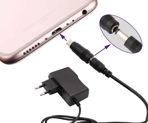 Vista 6 de Adaptador de corriente micro CC de 0.217 x 0.083 in a micro USB 5 V CC fuente de alimentación de cables de carga conector para teléfono celular