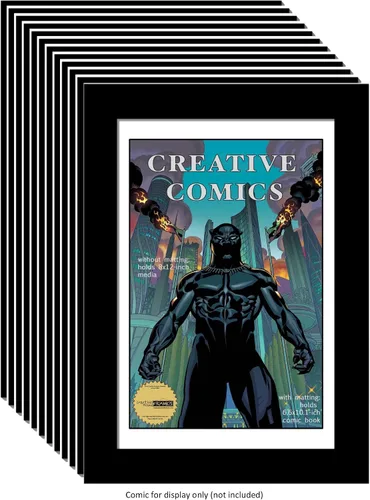 Vista 6 de Creative Picture Frames [8x12bk-b] Marco de cómic para coleccionistas con alfombrilla negra, inserto para cómic de 6.6 x 10.1 pulgadas con soporte