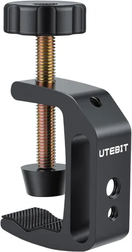 Vista 10 de UTEBIT 0.36"-1.2" Universal Aluminum C-Desk Clamp, Black Adjustable Support Clamp with 1/4" and 3/8" Thread for Desktop Mount Holder Flash Desks