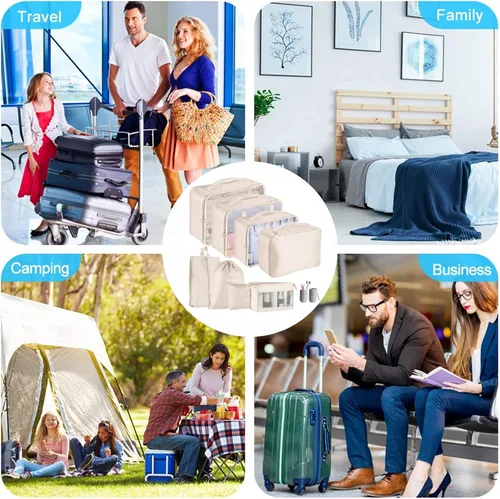 Vista 6 de HYan - Juego de 9 organizadores de equipaje de viaje, impermeables, bolsas organizadoras de maleta, ropa, zapatos, cosméticos, bolsas