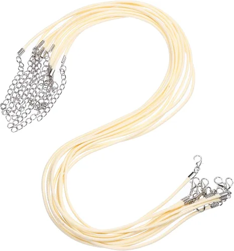 Vista 63 de MECCANIXITY 10 cordones de collar encerado de 18 pulgadas, cadena de collar a granel con cierre de 0.059 in de cuerda de cuero encerado para hacer