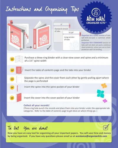 Vista 3 de Ahh Hah! Kit organizador - Finanzas personales: pestañas de índice para carpeta de tres anillos con cubierta (no incluye carpeta)