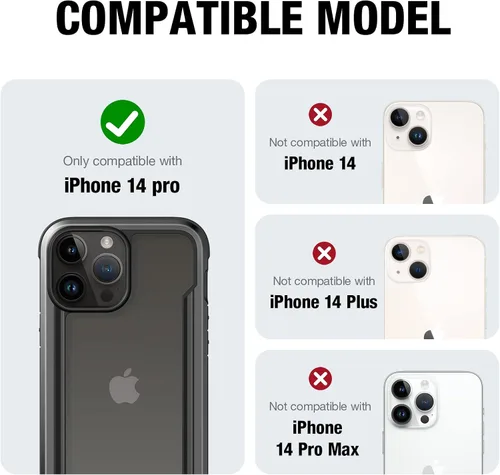 Vista 2 de RAPTIC Shield para iPhone 14 Pro, funda protectora transparente a prueba de golpes, grado militar probada en caídas de 10 pies, marco de aluminio