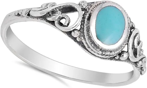Vista 3 de Anillo de plata esterlina, elija su color Turquesa simulada