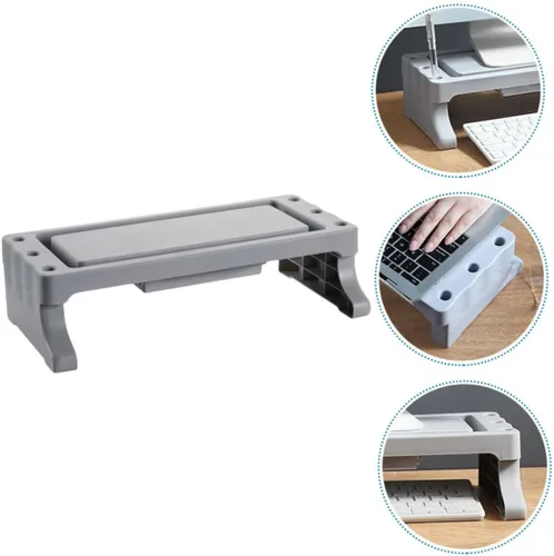 Vista 8 de jojofuny Soporte multifuncional para monitor con soporte elevado para portátil, organizador de estante de almacenamiento para escritorio de oficina