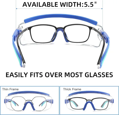 Vista 2 de Gafas de seguridad sobre anteojos, anti niebla, gafas protectoras con marco ajustable para hombres y mujeres