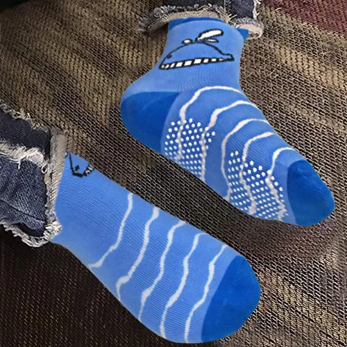 Vista 5 de Tphon 12 pares de calcetines antideslizantes con agarre en la parte inferior antideslizante, de algodón antideslizante para niños, niñas, niños