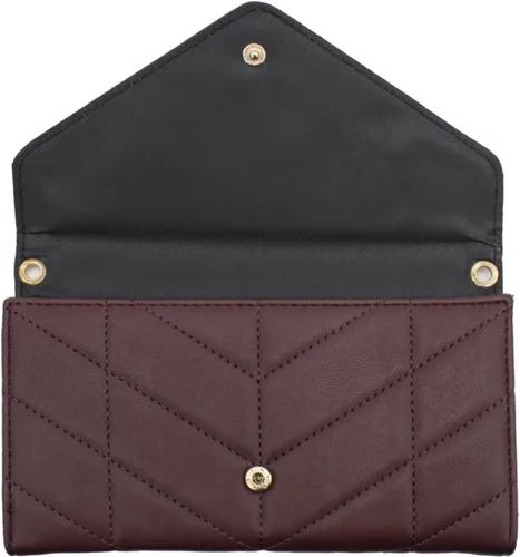 Vista 5 de XOXO Cartera pequeña de cuero vegano con correa cruzada de cadena para mujer, Vino