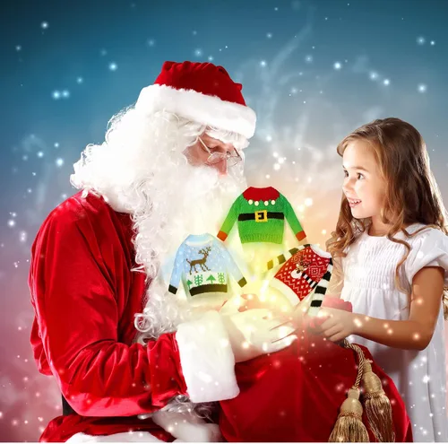 Vista 2 de Chalyna 6 piezas de ropa de muñeca de Navidad, accesorios de Navidad, suéter pequeño, ropa de punto, accesorio de Navidad, accesorios de ropa