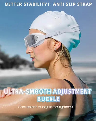 Vista 5 de Greatever Sleek Swim Goggles Unisex-Adult, UV400 Protection Swimming Goggles, HD Wide View Goggles, Anti Fog No Leakage