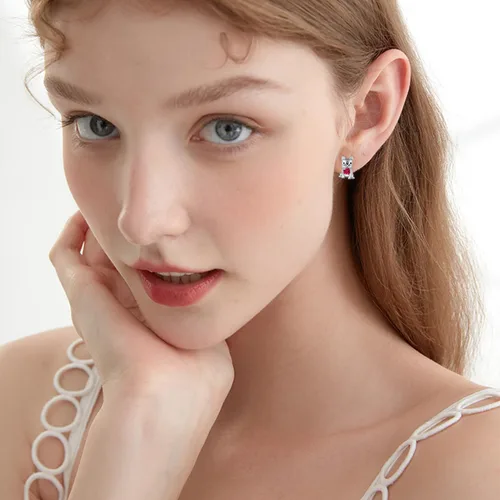 Vista 5 de Aretes de perro para mujer, plata de ley 925, diseño de bulldog francés, joyería de perro de animales, regalos para hija, nieta, niñas y mujeres