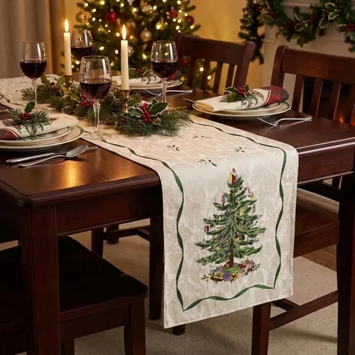 Vista 4 de Spode - Camino de mesa, accesorios decorativos de cocina, decoración del hogar festivo (Colección Árbol de Navidad Spode, 14" x 108")