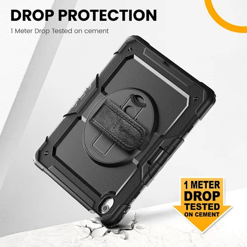 Vista 2 de Timecity - Funda para iPad de 9ª/8ª/7ª generación, de 10.2 pulgadas, funda protectora resistente con protector de pantalla, soporte giratorio Negro