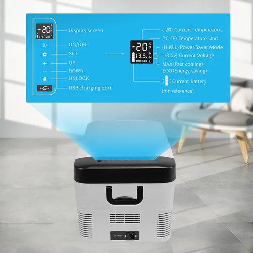 Vista 8 de Refrigerador portátil para automóvil, 12/24 V CC y 110-240 V CA (-4 °F ~ 68 °F) 25L/26 cuartos de galón, mini refrigerador para RV, furgoneta