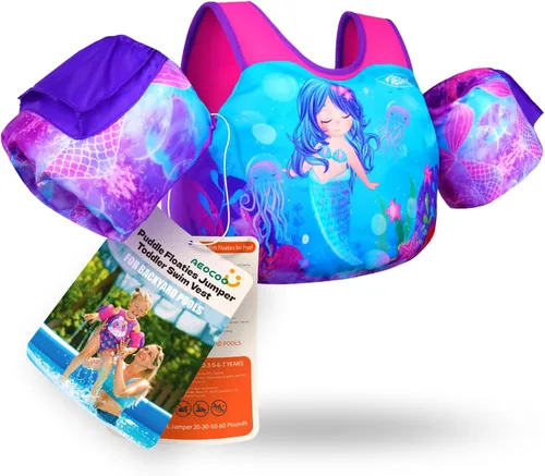 Vista 10 de AEOCOO Flotador Saltador de Charco 20-30-50-60-70 Libras, Chaleco de Natación para Niños Pequeños de 1-3-5-6-9 Años, Flotadores de Piscina