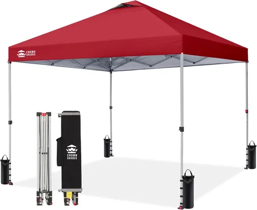 Vista 9 de CROWN SHADES Toldo desplegable de 8 x 8 pulgadas, tienda de campaña de playa con instalación CenterLok de un empuje, parasol fácil para exteriores