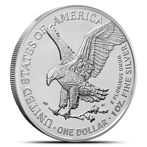 Vista 4 de 2025 American Silver Eagle.999 Plata fina de ley con nuestro Certificado de Autenticidad Smyrnacoin Dólar No circulado US Mint