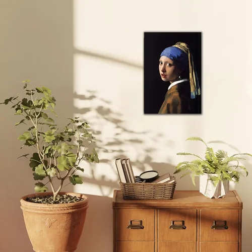 Vista 6 de YRYWAWA Jan Vermeer - Pendiente de pared con diseño de niña con perlas, pinturas al óleo famosas, pinturas clásicas para cocina, dormitorio, hogar