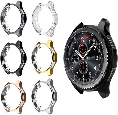 Vista 10 de FitTurn Compatible con Gear S3 Frontier SM-R760, marco de metal de TPU suave a la moda, resistente a los golpes, a prueba de golpes, carcasa