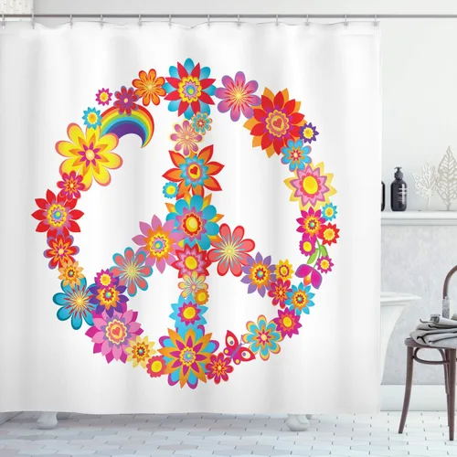 Vista 18 de Ambesonne Decor Collection, juego de cortina con ganchos para regadera Negro Verde