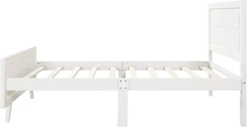 Vista 6 de Anwick Base de cama de plataforma de madera de tamaño individual para niños, base de colchón con cabecera y soporte de listones de madera para niñas