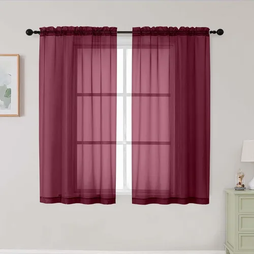 Vista 125 de 2 paneles de cortinas traslúcidas blancas para dormitorio, sala de estar, 96 pulgadas de largo, modernas, suaves, ligeras, con bolsillo para barra