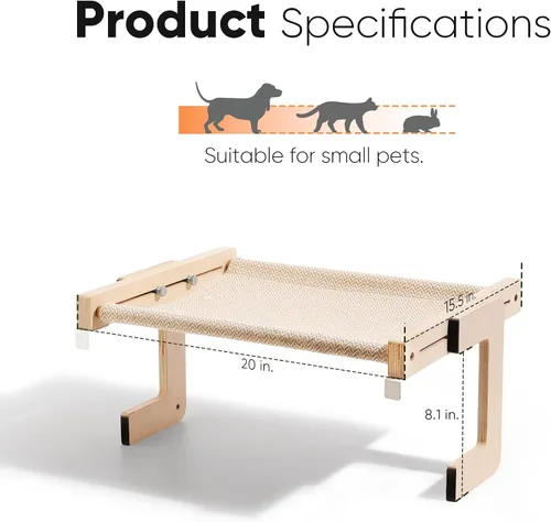 Vista 6 de FUKUMARU Percha para ventana de gato, hamaca transformable para alféizar y piso, cama de ventana para gatos grandes y gatitos, marco de madera
