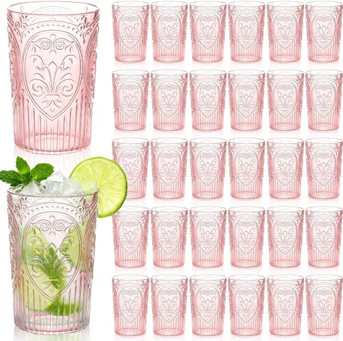 Vista 18 de 24 vasos de plástico vintage para agua potable de 16 onzas, a Verde