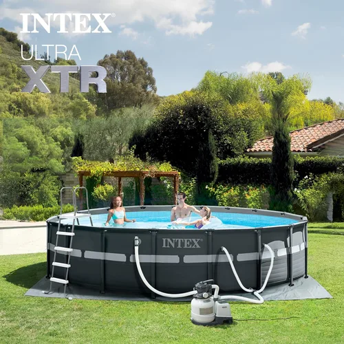 Vista 2 de Intex 26329EH Ultra XTR - Juego de piscina sobre el nivel del suelo de 18 pies x 52 pulgadas con bomba de filtro de arena y kit de mantenimiento