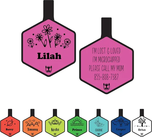 Vista 14 de Etiqueta de silicona silenciosa para perro personalizada con 5 líneas de identificación de mascotas grabadas profundas, duradera, sin sonido, diseño