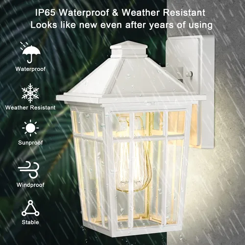 Vista 4 de Darkaway Luces de poste para exteriores + lámpara de pared con carcasa de aluminio impermeable con vidrio, iluminación de cubierta de poste de valla