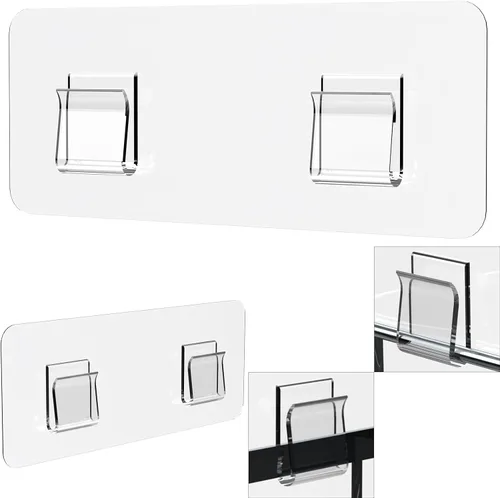 Vista 10 de Organizador de ducha de repuesto adhesivo, soporte para jabón, soporte para esponja y estante para fregadero de cocina (transparente, paquetes de 14)